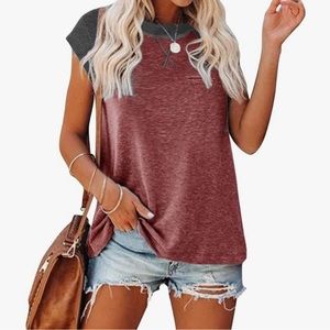 Lueluoye (Amazon) Women's Short Sleeve Crewneck Top Loose T Shirt Medium